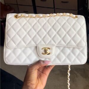 White Quilted Shoulder Flap Bag